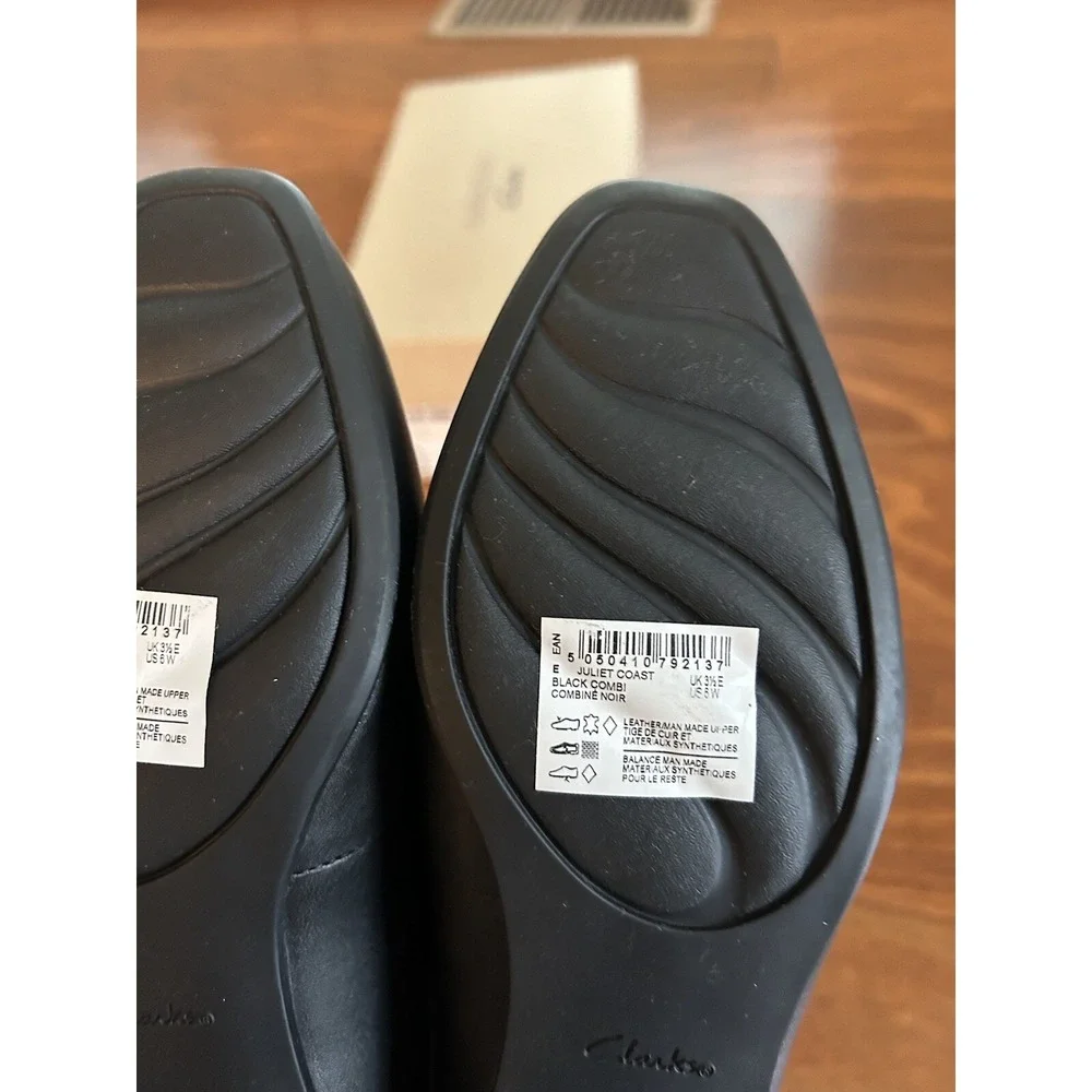 Clarks Juliet Coast‎ Casual Women's Shoes Black Combi Leather NEW 6 W